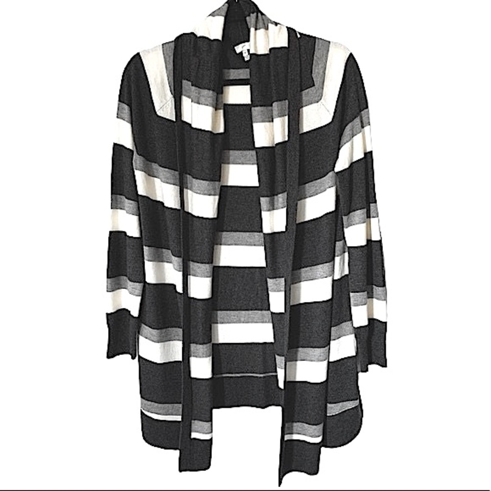 Joie Striped Cashmere & Wool Blend Open Draped Cardigan